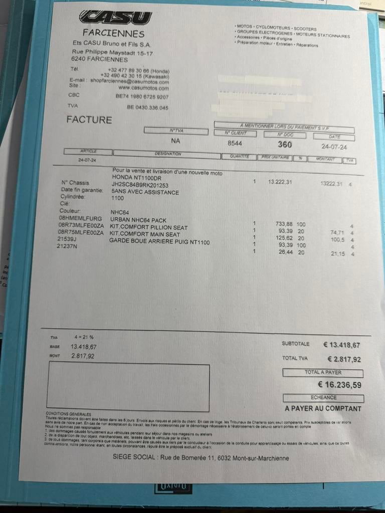 Moto Honda NT1100 DCT à vendre., Motoren, Particulier, Toermotor