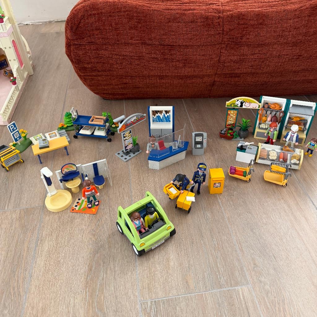 Playmobil Slagerij, Postbode set, Bankbalie, Stadsauto extra, Enlèvement, Utilisé, Ensemble complet
