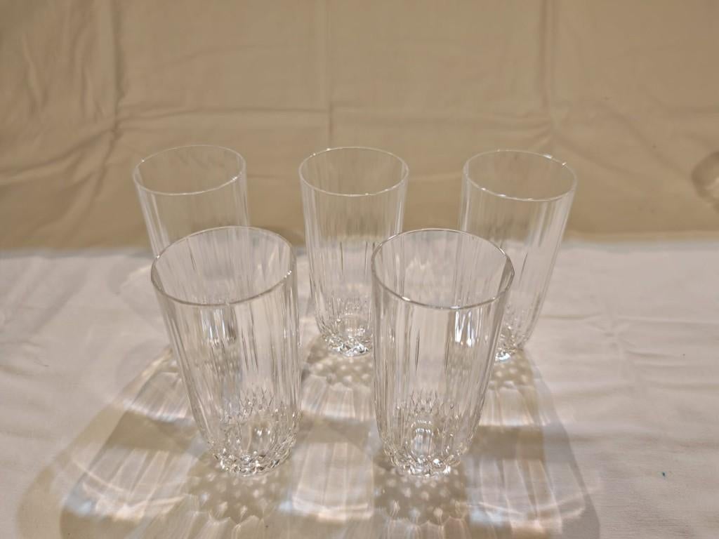 5 verres en cristals gravés, Antiquités & Art, Enlèvement