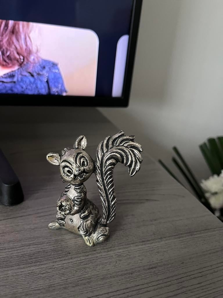 Vintage Italiaanse messing eekhoornfiguur, Enlèvement, Comme neuf