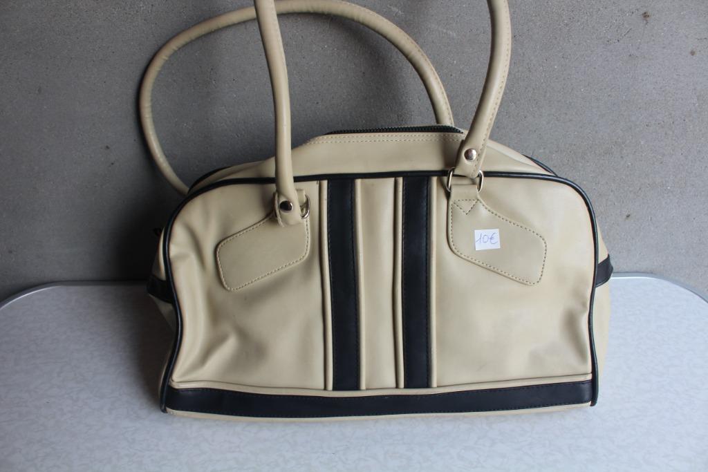 Beige Handtas met zwarte strepen, Ophalen of Verzenden, Gebruikt, Beige, Handtas