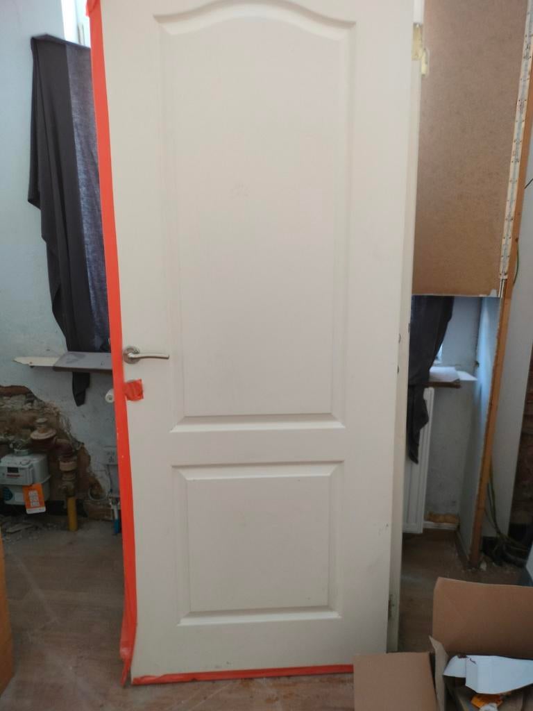 Binnendeuren : 2 witte houten deuren, H 201,5 cm op B 83 cm, Ophalen, Gebruikt, Hout, Binnendeur