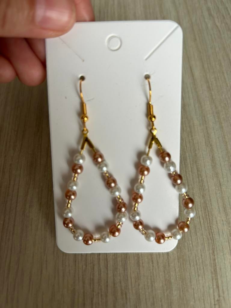 Mooie oorbellen rosé goud / wit, Bijoux, Sacs & Beauté, Boucles d'oreilles, Enlèvement ou Envoi, Comme neuf, Blanc, Or