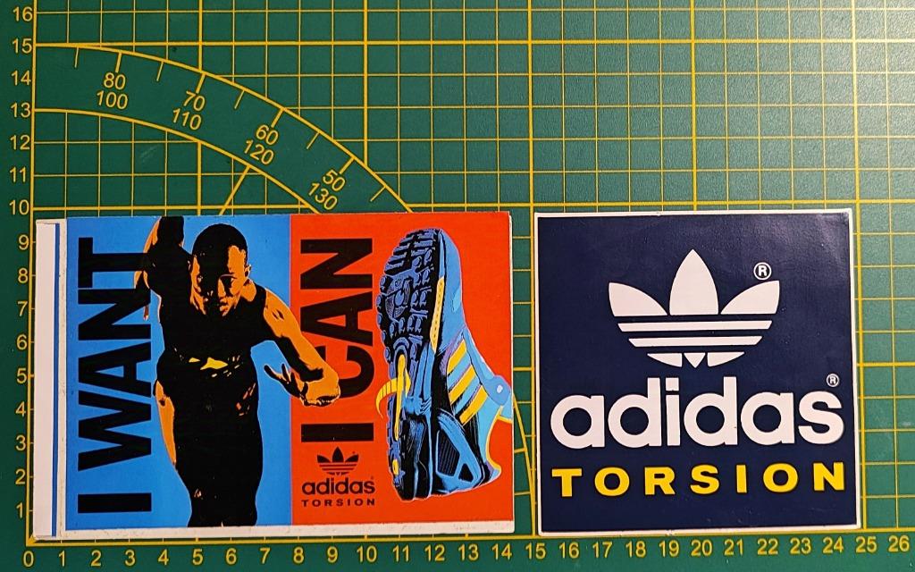Lot 2x stickers Adidas Torsion Athletics 'I WANT, I CAN', Enlèvement ou Envoi
