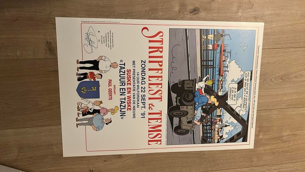 Suske en wiske LUXE affiche 91 temse genummerd gesigneerd, Enlèvement ou Envoi, Bob et Bobette, Neuf