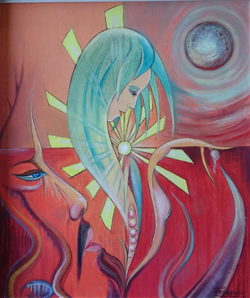 Lode Herreman, Nestwarmte, paneel, 41 x 36 cm, Enlèvement ou Envoi