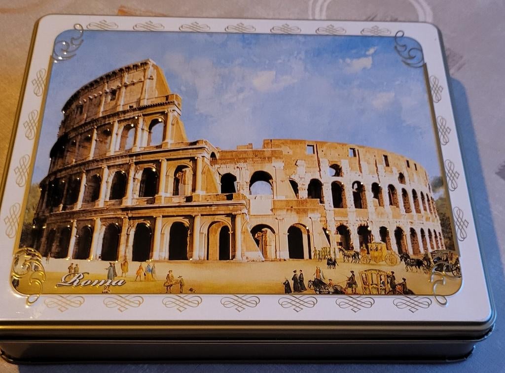 Colosseum Roma blikken doos sepia, Ophalen of Verzenden, Zo goed als nieuw, Koek(jes)