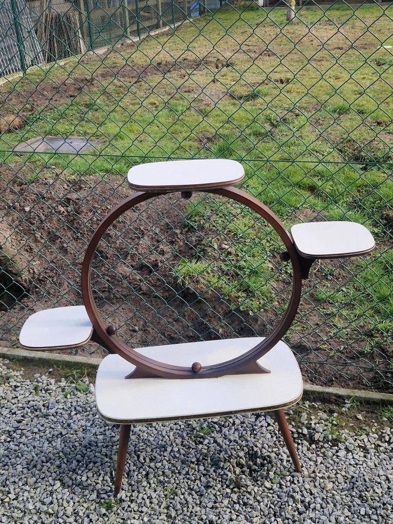 Vintage mid-century formica en houten plantentafel , retro, Antiek en Kunst, Antiek | Meubels | Tafels, Ophalen