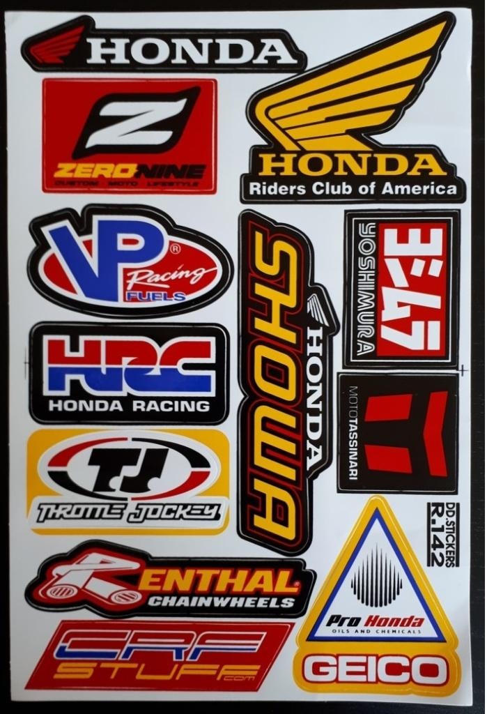 Honda Yoshimura HRC Renthal Zeronine stickerset motor helm, Motos, Enlèvement ou Envoi