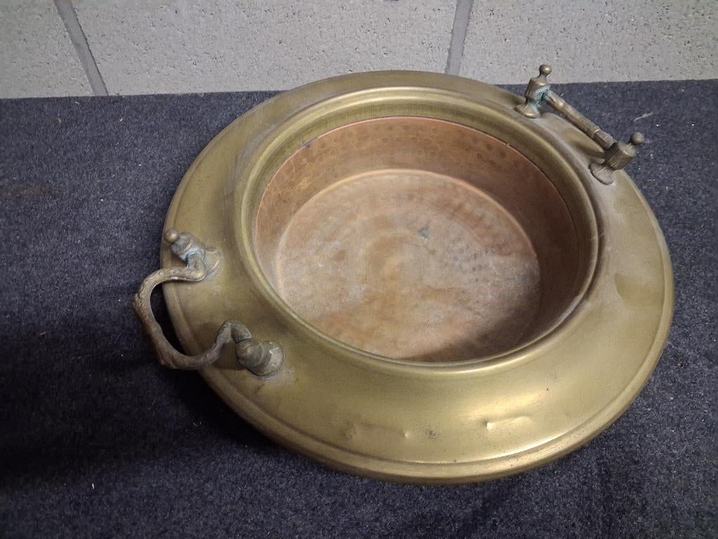 Vintage , Koperen schaal Brassero rond., Enlèvement ou Envoi, Maison et Meubles