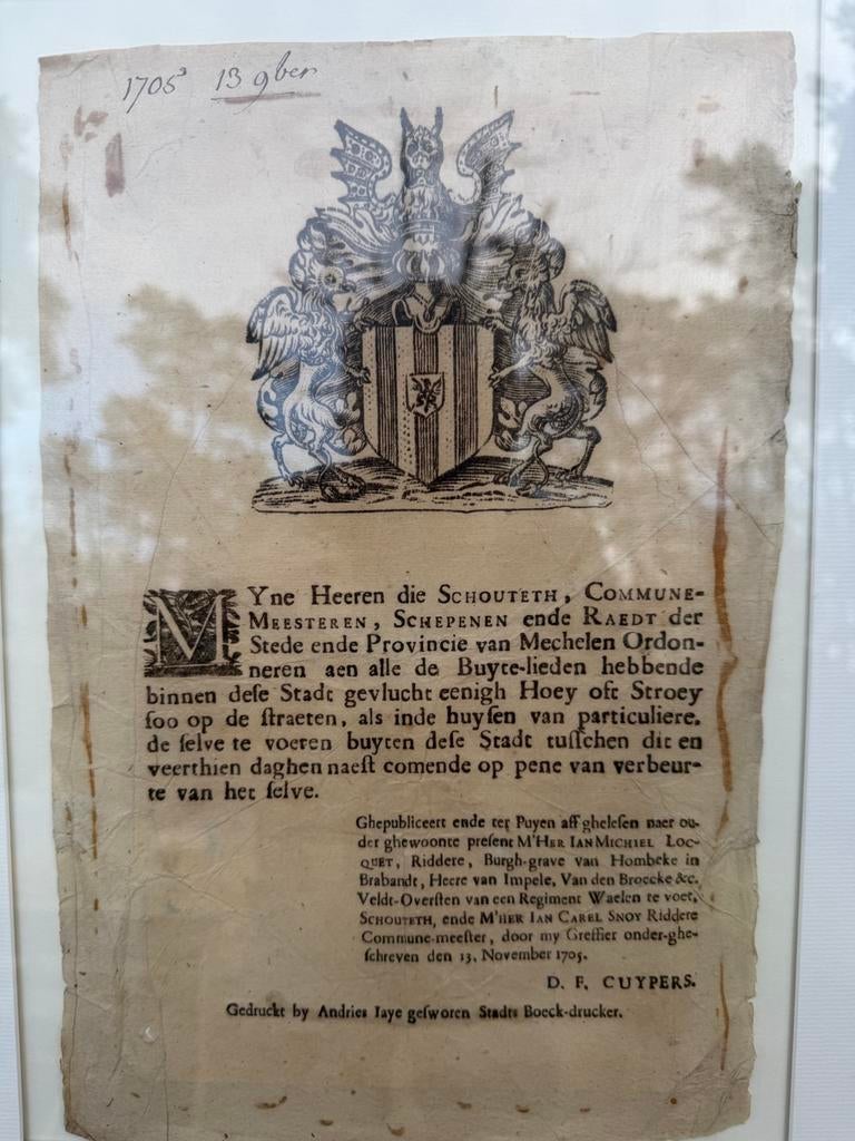 Affiche 1705, « Le foin et la paille en temps de guerre », Antiquités & Art, Enlèvement ou Envoi
