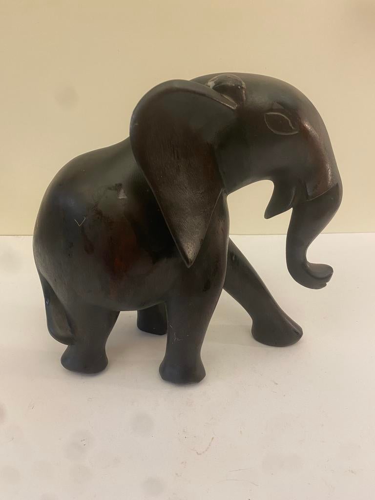 Prachtig handgesneden houten beeld van een olifant., Ophalen of Verzenden