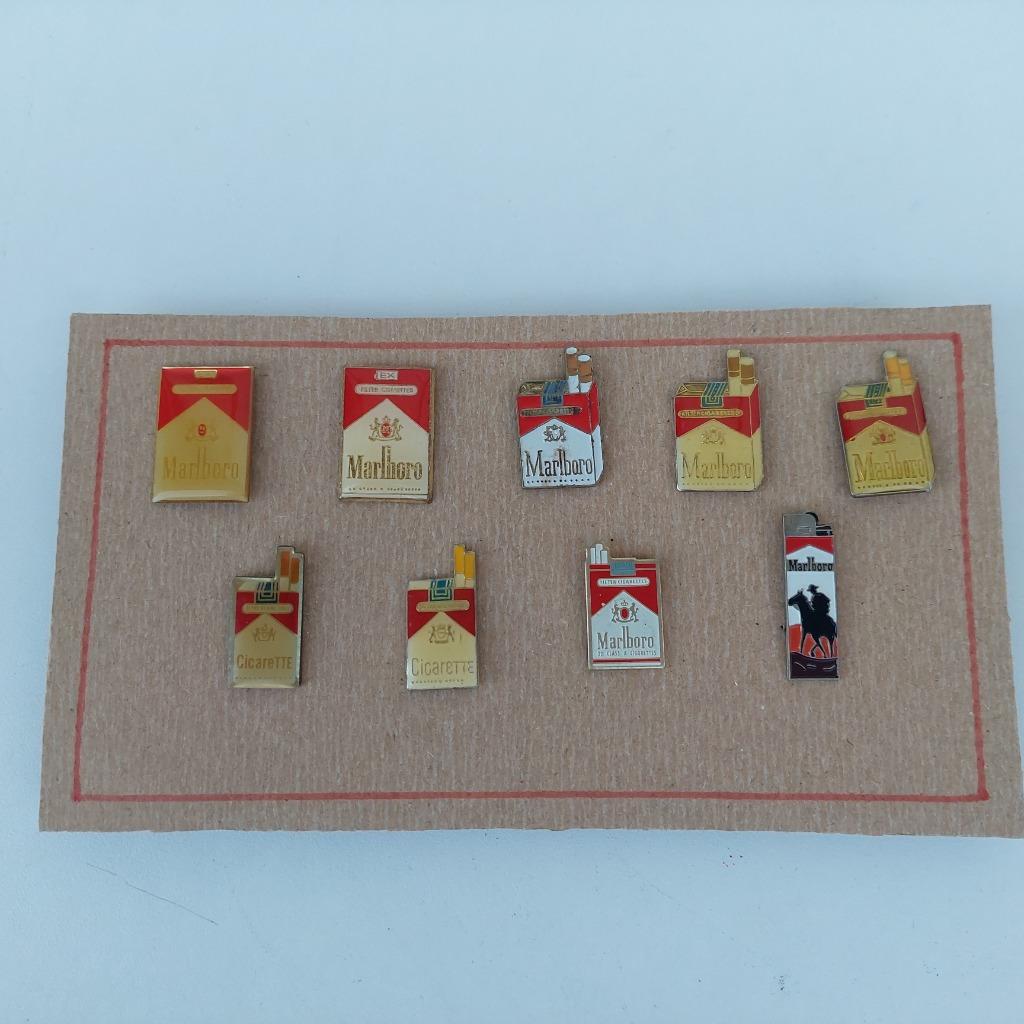 9 X PIN S  PUBILICTE PAQUETS CIGARETTES MARLBORO ANNEE 90, Collections, Enlèvement ou Envoi, Comme neuf