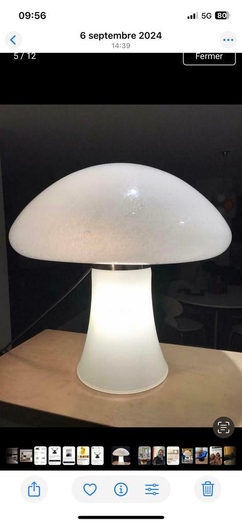 Champignon / Murano 1970, Maison & Meubles, Lampes | Lampes de table, Enlèvement, Comme neuf, Verre, Space age