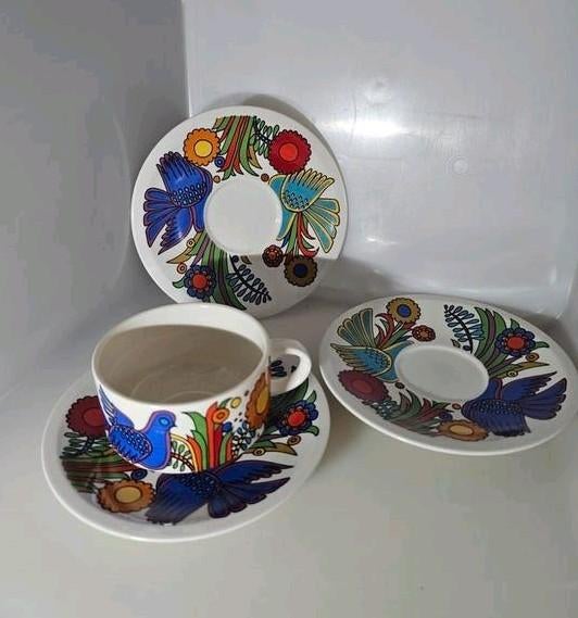 Villeroy Boch Acapulco 1 kopje en 3 ondertassen, Maison & Meubles, Cuisine | Vaisselle, Enlèvement ou Envoi, Comme neuf