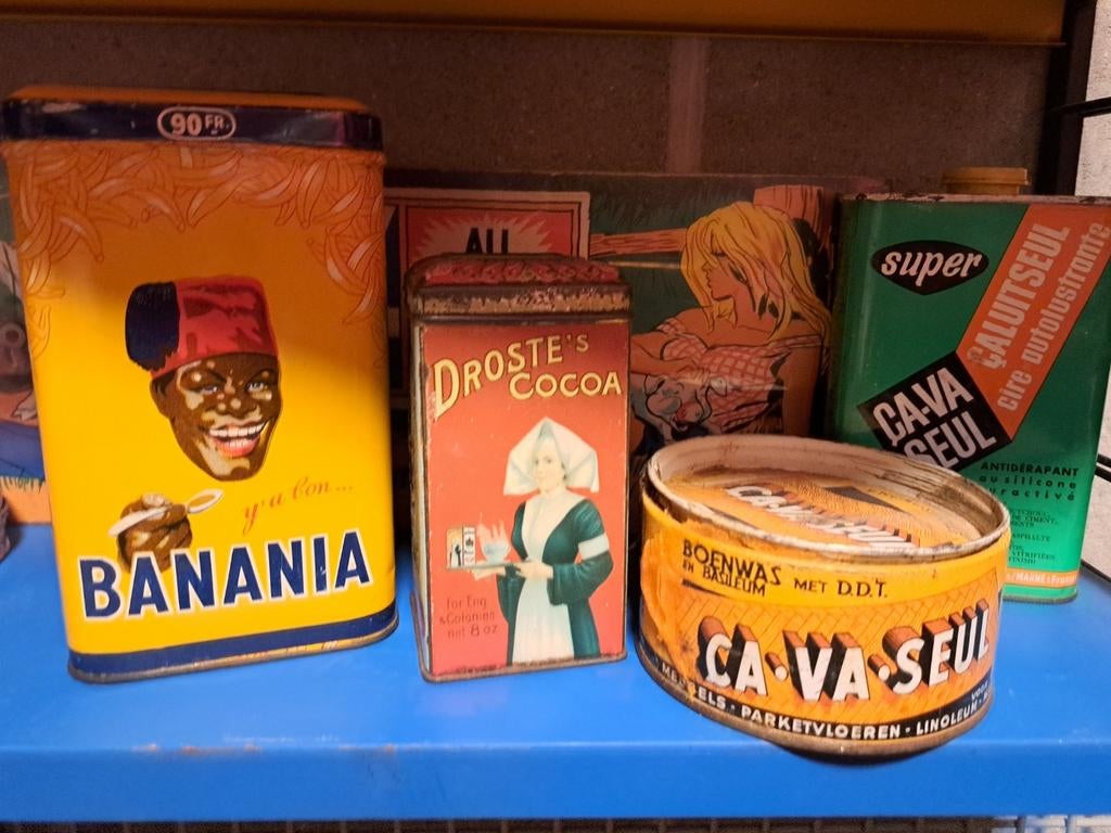 4 origineel oude blikken reclame, Verzamelen, Merken en Reclamevoorwerpen, Ophalen of Verzenden