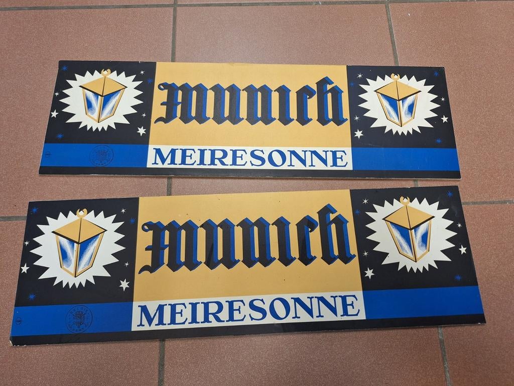 2 reclame borden brouwerij Meiresonne Gent, Verzamelen, Merken en Reclamevoorwerpen, Ophalen of Verzenden, Gebruikt, Reclamebord
