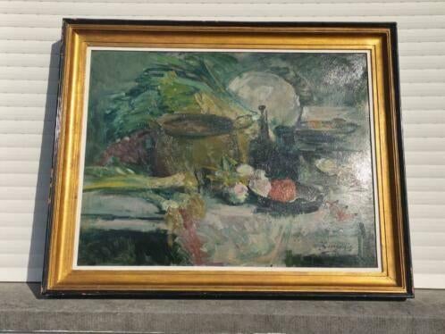 huile sur panneau nature morte signe victor simonin, Antiquités & Art, Art | Peinture | Classique, Enlèvement