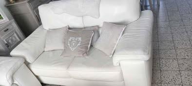 URGENT Salon cuir blanc relax électriques, Maison & Meubles, Canapés | Salons, Utilisé, Banc droit, Trois personnes, Cuir, Enlèvement