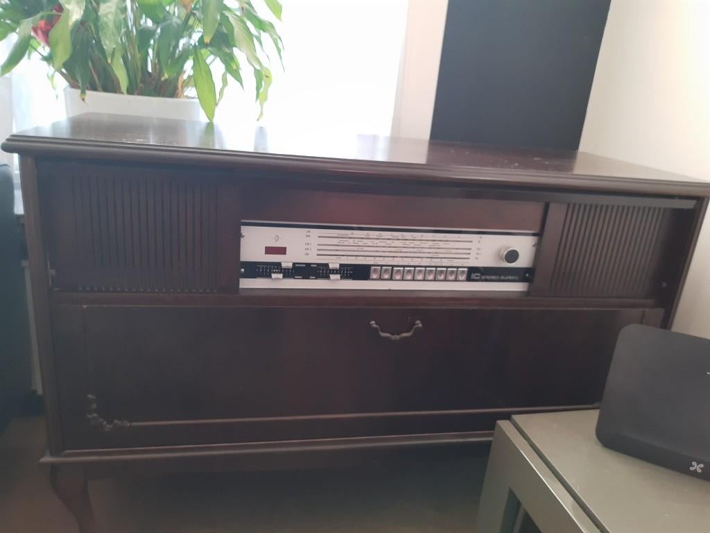 Vintage '70 vinyl meubel – Loewe stereo Philips platenspeler, Enlèvement, Utilisé, Tourne-disque, Philips