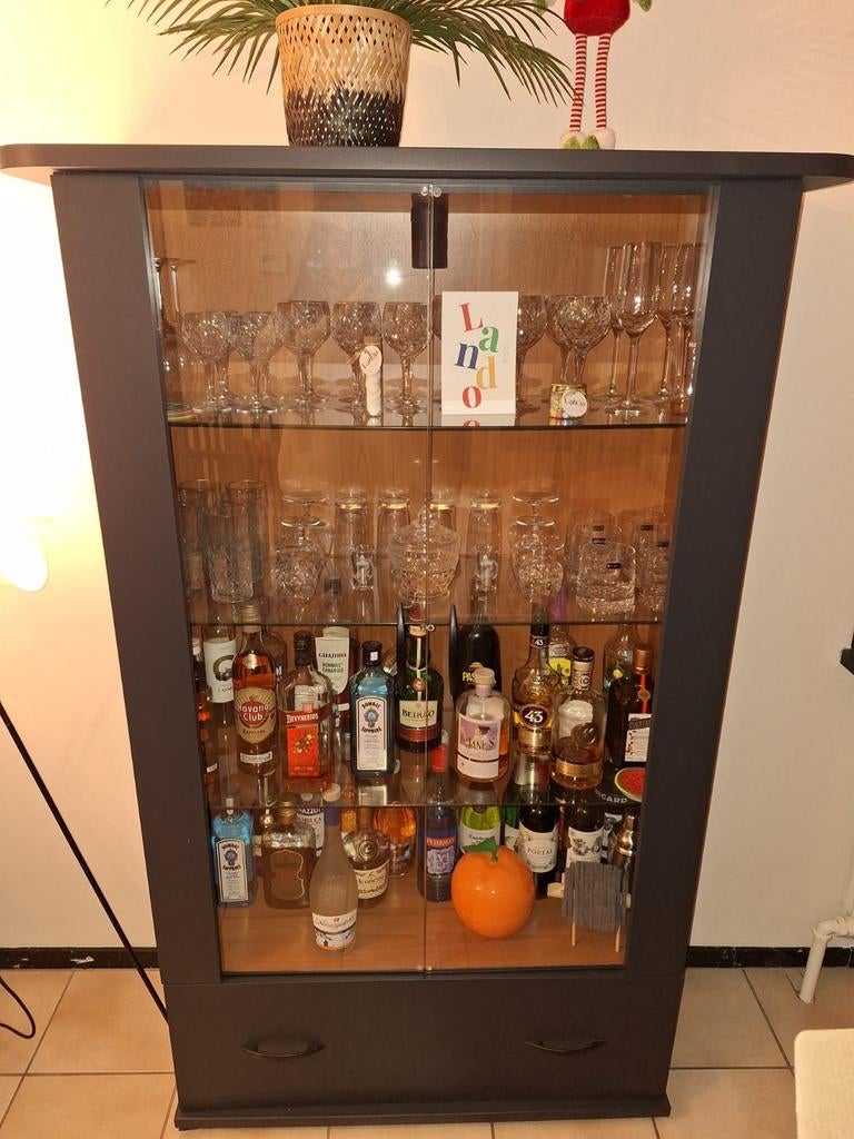 Meuble Vitrine ou meuble Bar, Maison & Meubles, Enlèvement, Utilisé, Verre, Modern