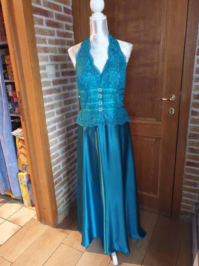 robe de soirée turquoise avec boléro assorti, Kleding | Dames, Jurken, Ophalen
