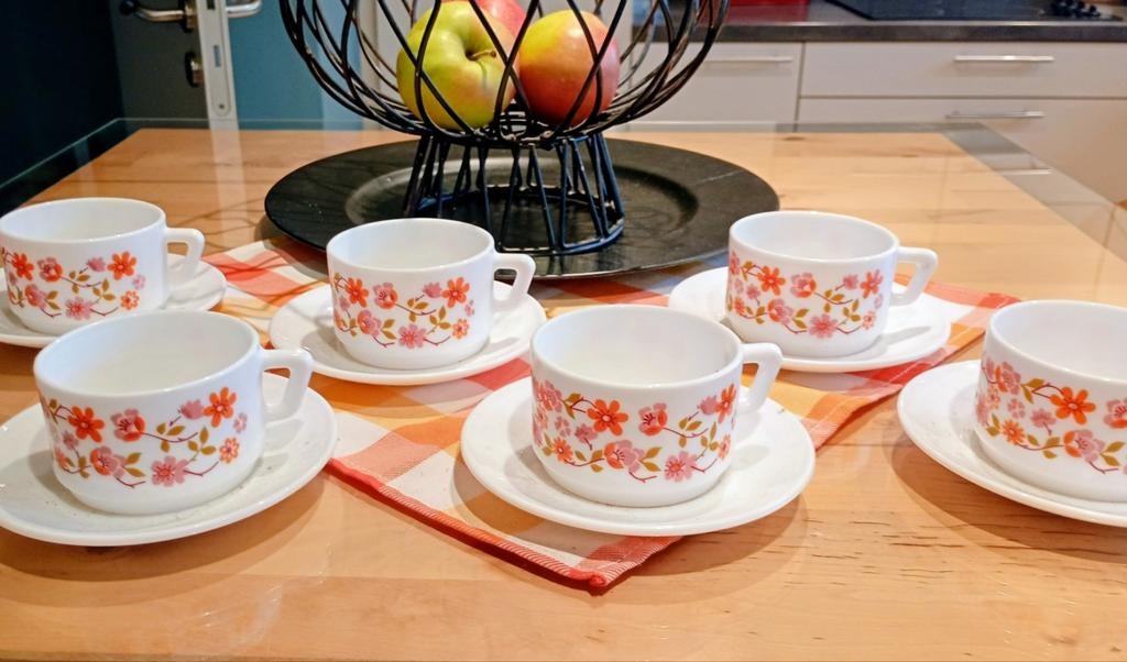 6-Delig retro servies Garageverkoop Molenstede Diest, Ophalen of Verzenden