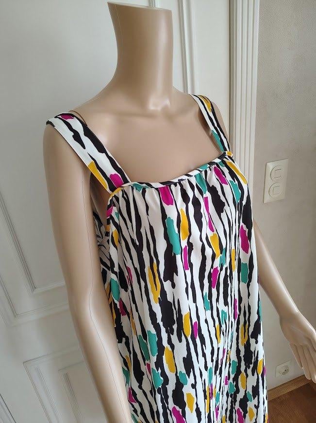 vintage gestreepte zomerjurk, Taille 42/44 (L), Comme neuf, Vintage, Sous le genou