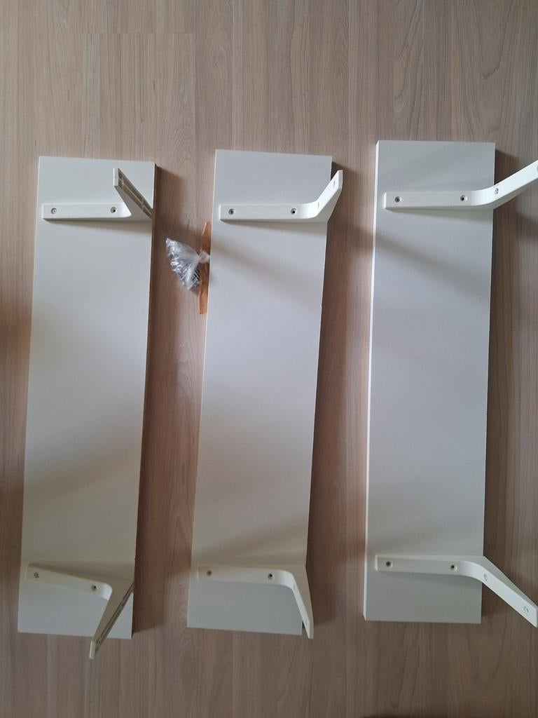 3 étagères murales avec supports - blanc, Enlèvement