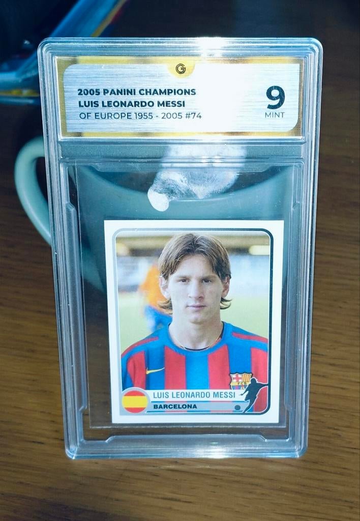 Lionel Messi Panini sticker Champions of europe Graded 9, Verzamelen, Ophalen of Verzenden