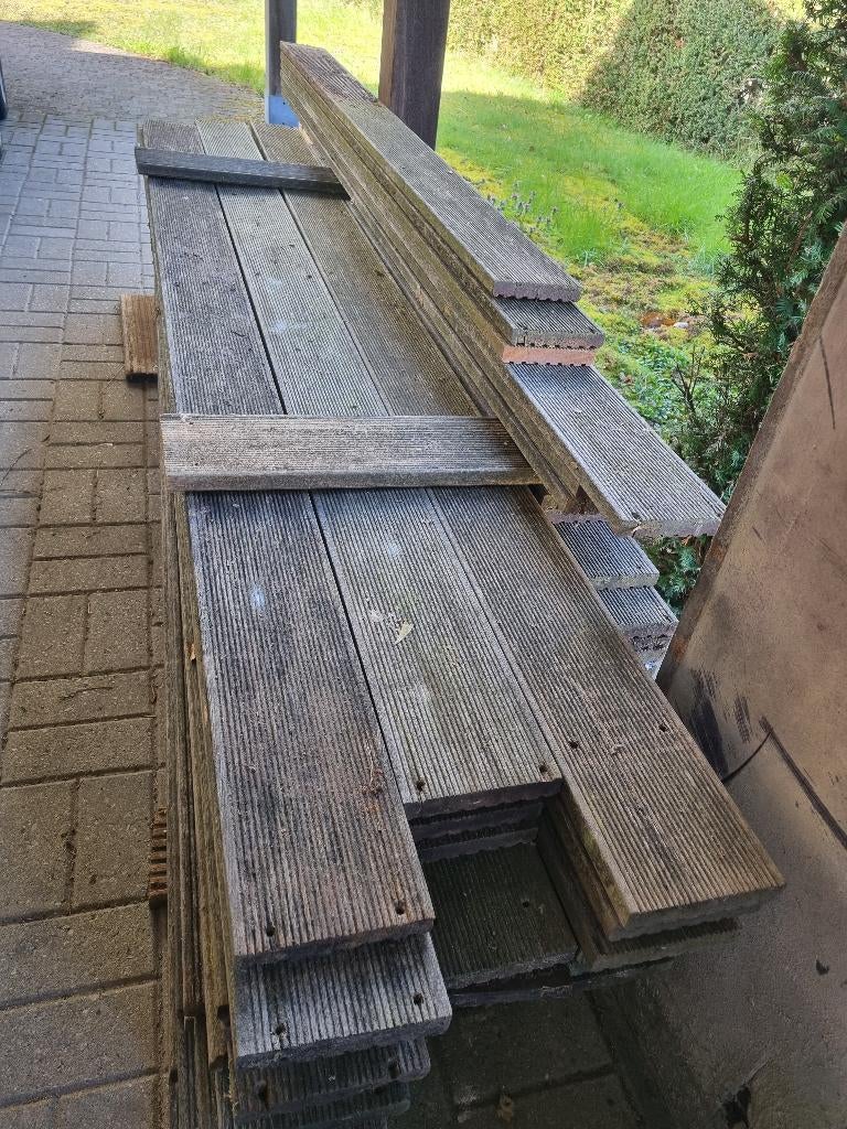 Terrasplanken BANKIRAI 25mm dik - 65m², Tuin en Terras, Terrasdelen en Vlonders, Gebruikt, Hout, Ophalen