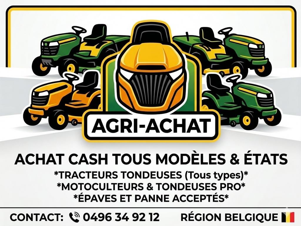 ACHAT TRACTEUR TONDEUSE – Tous états – Déplacement rapide &, Tous marques, Bac de ramassage