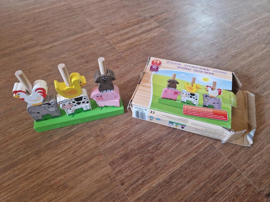 Opsteekspel dieren, houten speelgoed, puzzel, Kinderen en Baby's, Ophalen, Gebruikt, Overige typen