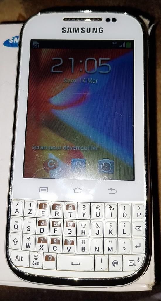 Samsung galaxy chat, Telecommunicatie, Mobiele telefoons | Blackberry, Ophalen of Verzenden, Gebruikt, Wit, Touchscreen