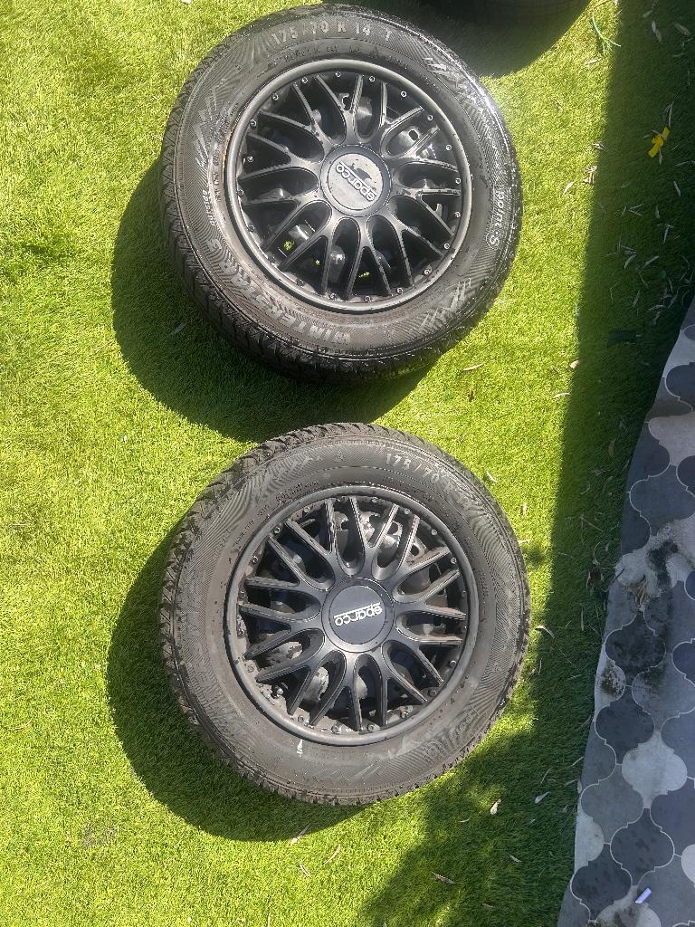 Jantes en acier 5x100 de 14 pouces avec couvre-roues, 14 pouces, Pneus hiver, 175 mm, Véhicule de tourisme