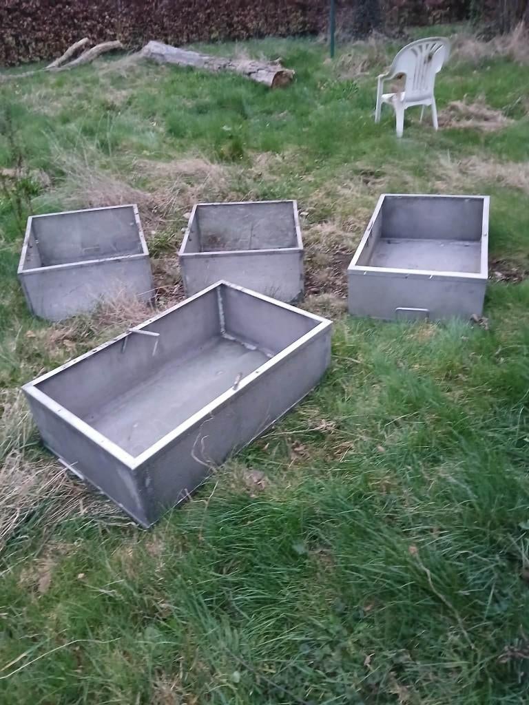 Inox industriële zeefbakken (4 stuks), Ophalen, Gebruikt