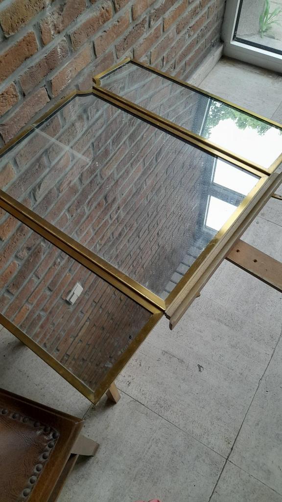 Spiegel op stok met drie luiken: antiek, Huis en Inrichting, Woonaccessoires | Spiegels, Ophalen, Gebruikt