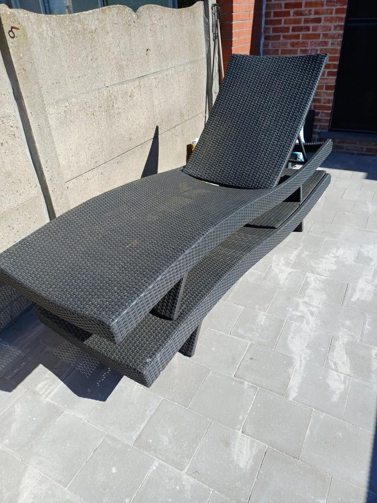 2 wicker ligstoelen, Tuin en Terras, Ophalen, Wicker