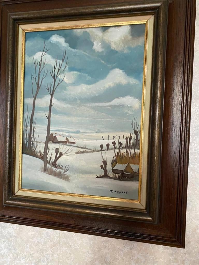 Schilderij Winterlandschap Vlaamse Ardennen. M. Allegaert., Enlèvement