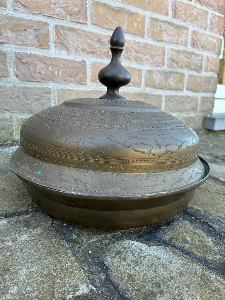 Antieke serveerschaal, Antiek en Kunst, Antiek | Brons en Koper, Ophalen