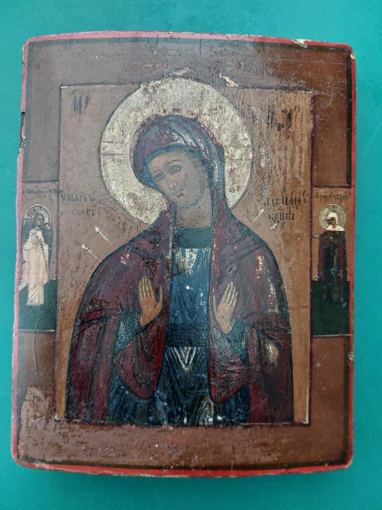 Petite icône russe antique en Tempera sur bois, Enlèvement