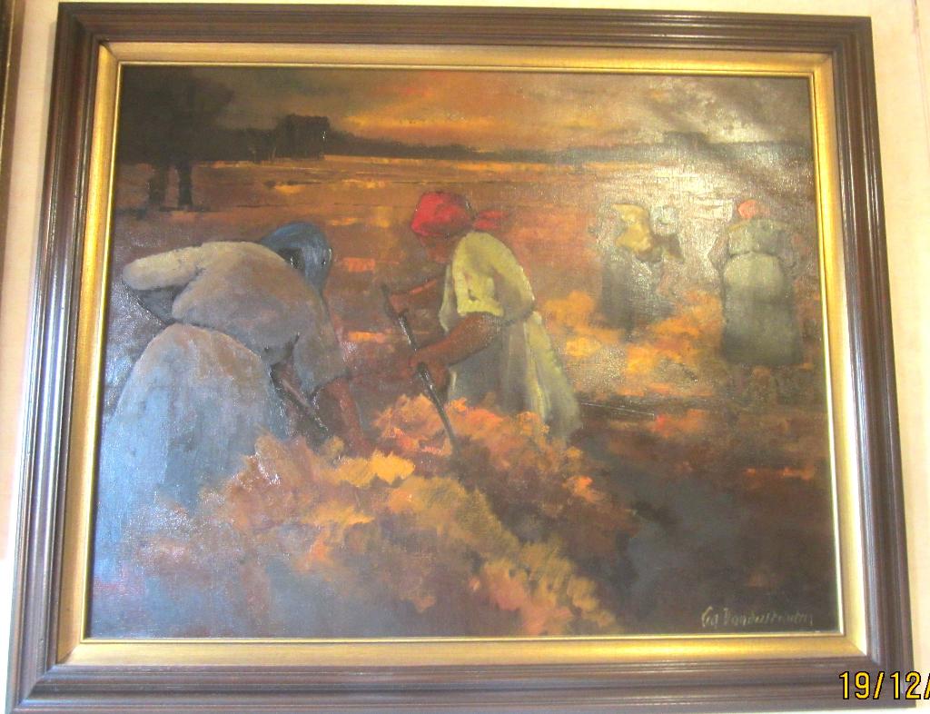 "Veldwerk bij ondergaande zon"- Lea Vanderstraeten, Antiek en Kunst, Kunst | Schilderijen | Klassiek, Ophalen