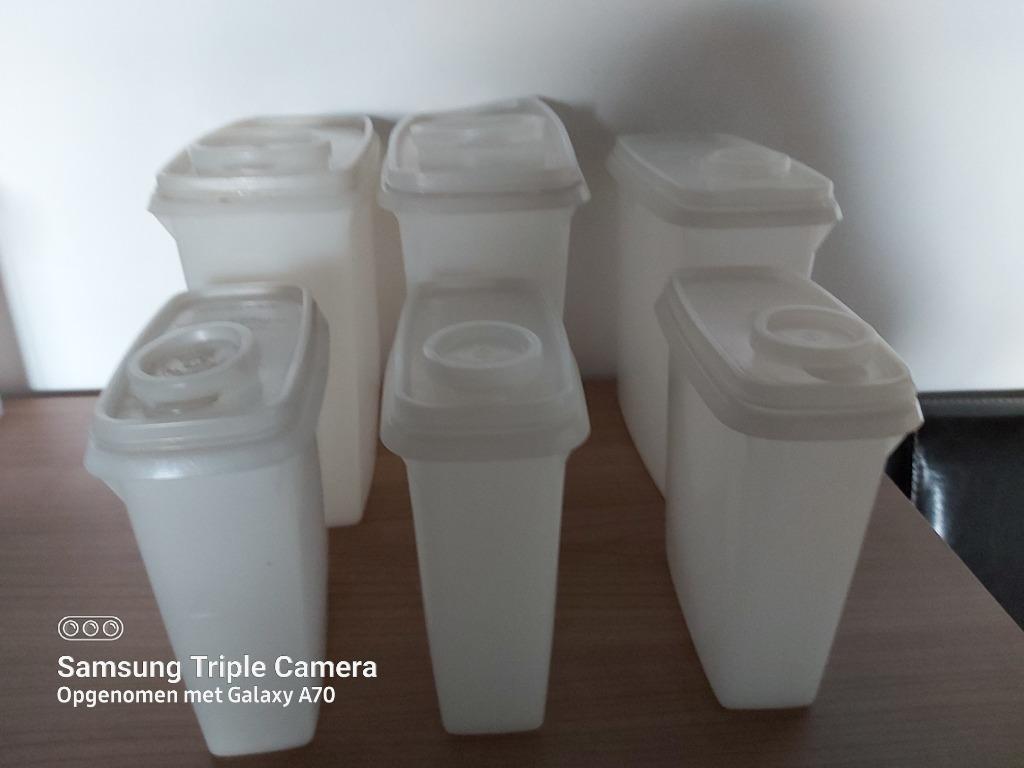 retro ruimtespaarders, Huis en Inrichting, Keuken | Tupperware, Ophalen of Verzenden, Zo goed als nieuw, Wit, Bak of Kom