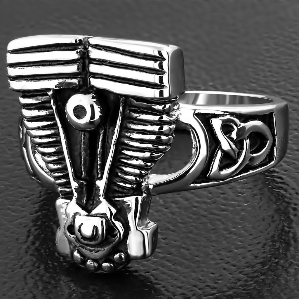 Bloc moteur V-Twin biker ring en acier chirurgical, Bijoux, Sacs & Beauté, Neuf, Enlèvement ou Envoi, Femme ou Homme, Fer ou Acier