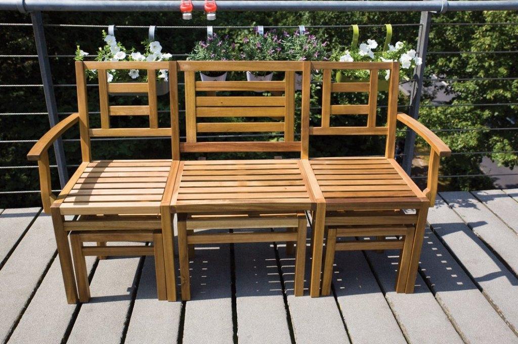 Houten bank - chitchat meubel - 5 delige tuinset balkonset, Ophalen, Nieuw, Hout