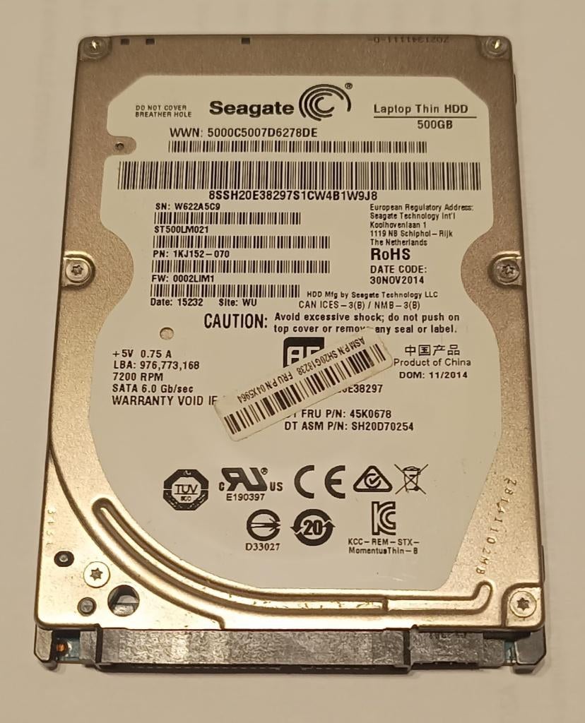 Seagate 500GB 2.5 Laptop HDD (ST500LM021), Computers en Software, Harde schijven, Ophalen of Verzenden, Gebruikt, Laptop, HDD