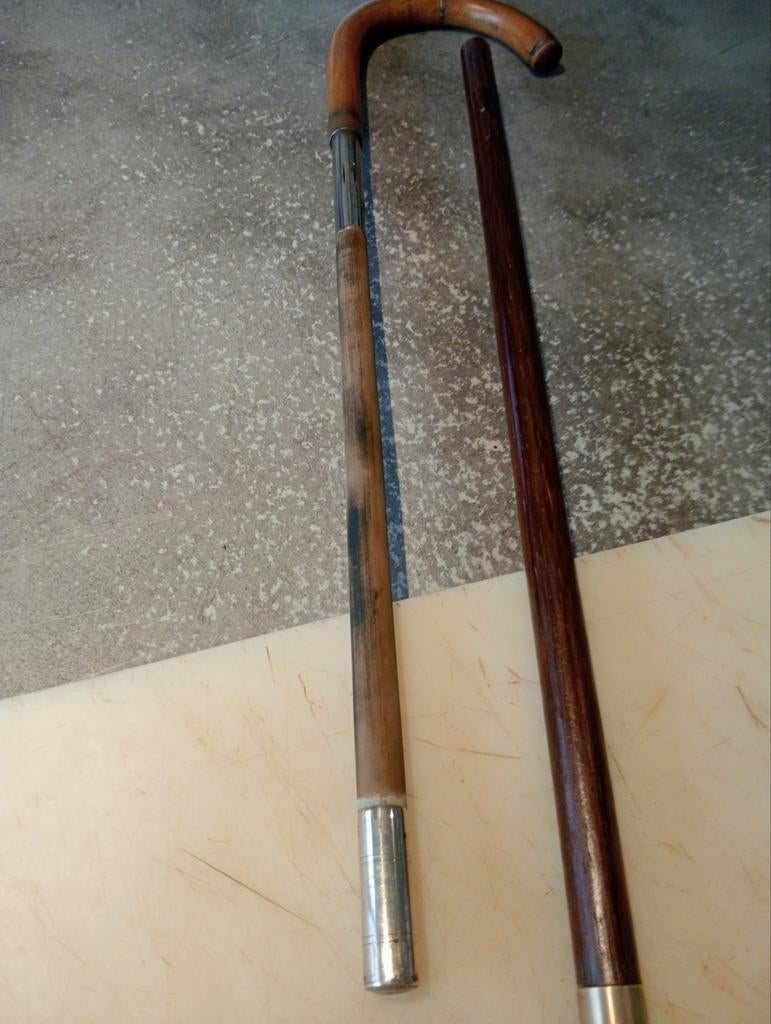 Ancienne rare  canne matraque . argent, Antiquités & Art