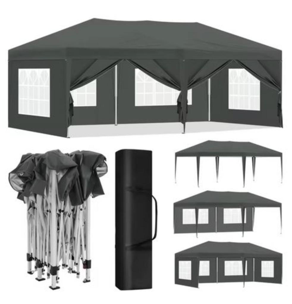 Pop-Up Opvouwbaar Tuinpaviljoen Marquee Pergola. 3x6m. Zwart, Caravanes & Camping, Enlèvement ou Envoi, Neuf