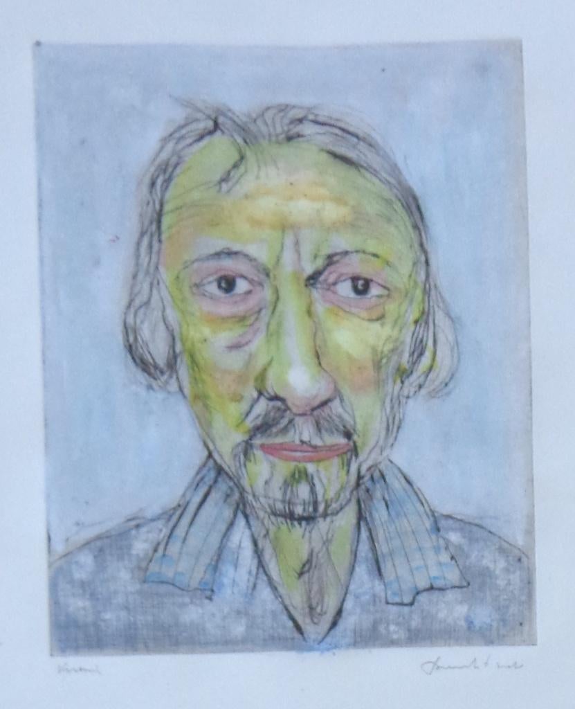 FRED BERVOETS / VRIEND / ETS + AQUAREL / 44x36cm / KADER SIG, Antiquités & Art, Enlèvement ou Envoi