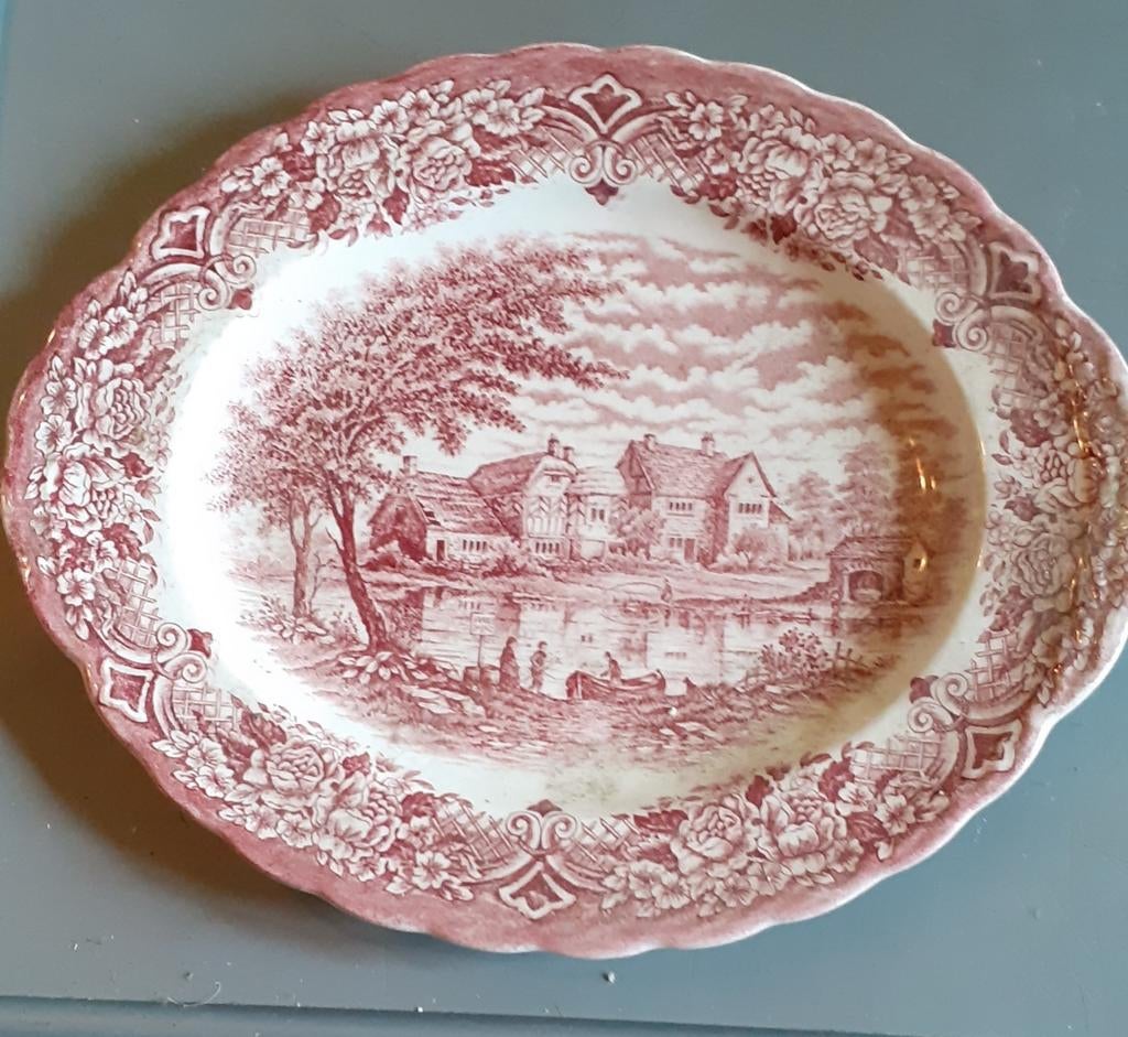 Plat ovale en faience anglaise decor rose, Enlèvement ou Envoi